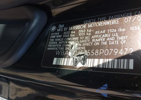 2008 BMW 328Xi z USA, uszkodzony, nr VIN WBAWV53558P079472